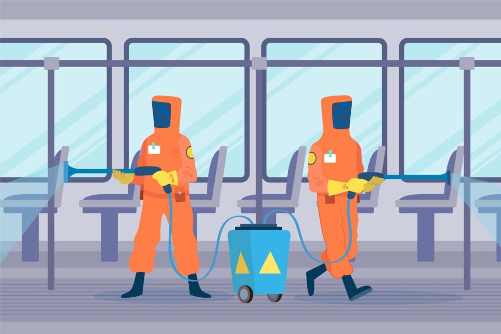 Nettoyage industriel à Paris – Professionnel en train de désinfecter une zone de production avec un équipement spécialisé.