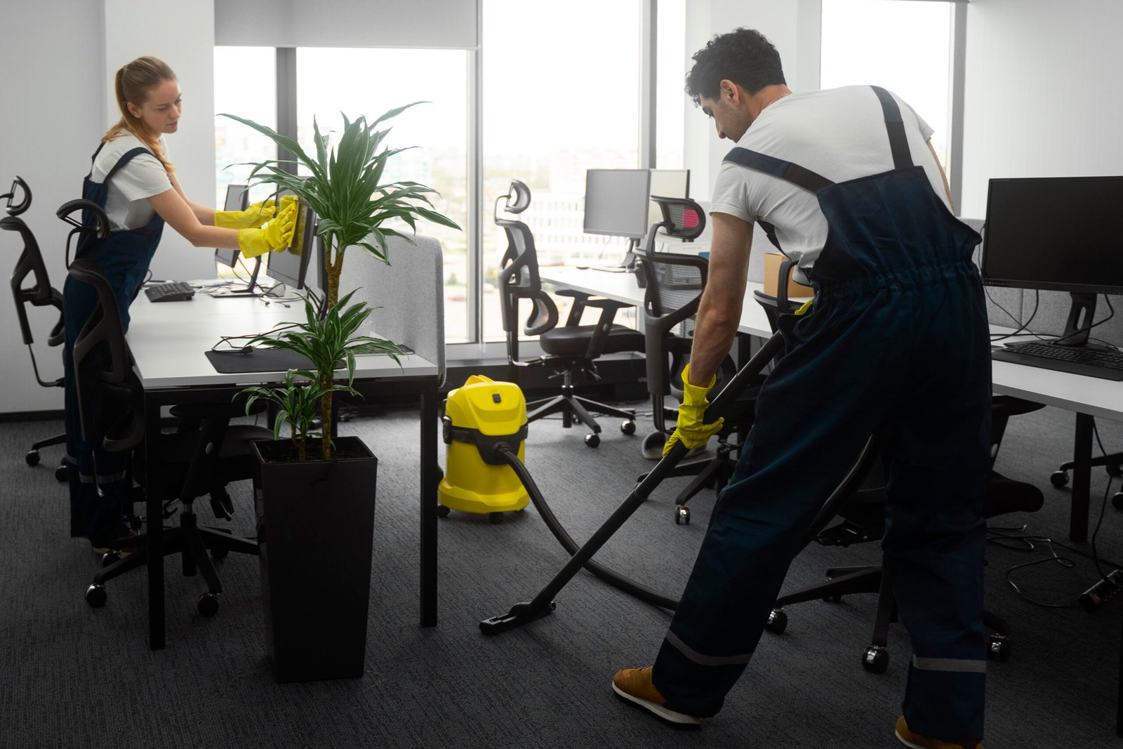 Équipe PNLine en action lors du nettoyage de bureaux à Athis-Mons